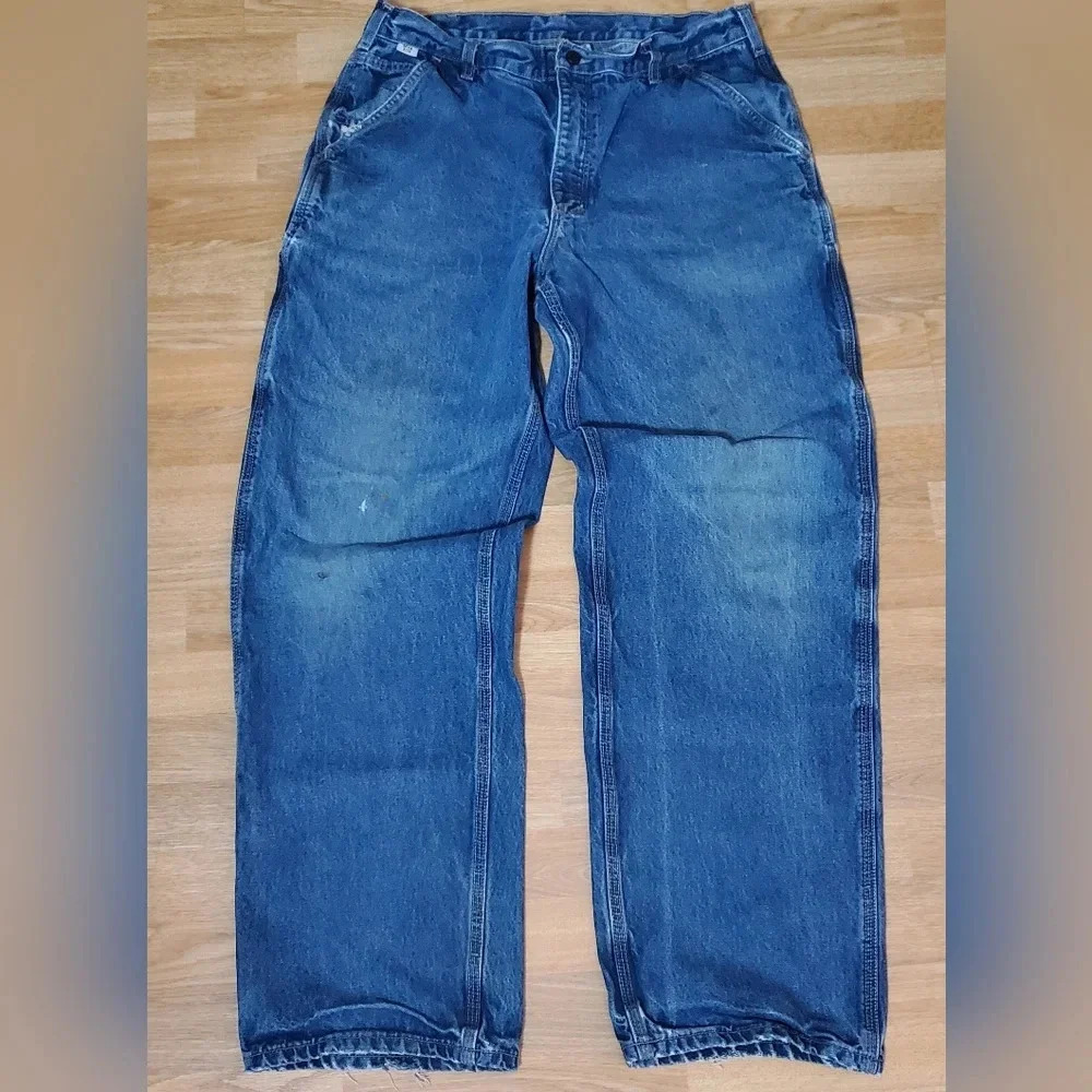 Carhartt FRB13 DNM FR Flame Resistant Jeans Mens Size 36X34‎ Distressed Gorpcore